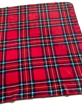 Victoria's Secret PINK Red Plaid Fleece Throw Blanket